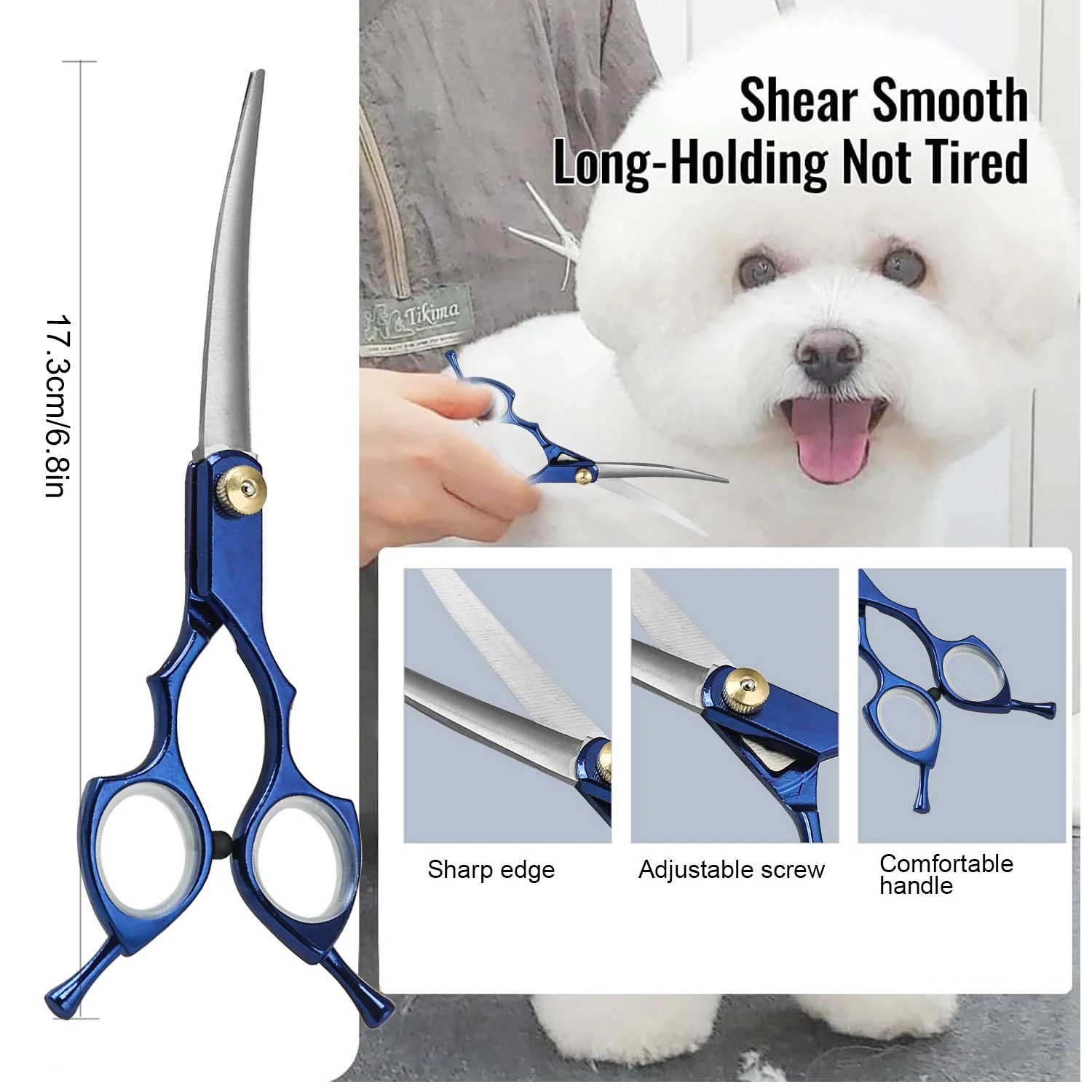 Up Curved Pet Grooming Scissors Dog Hair Stainless Steel Dog Scissors Pets Shears Animal Cutting Feet Ear Eye Hair Trimming
