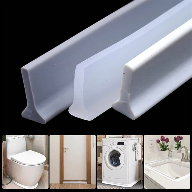 Rubber Silicone Shower Barrier Water Stopper Bathroom Waterproof Strip Water Retaining Strip Bendable Door Bottom Sealing Strip 4