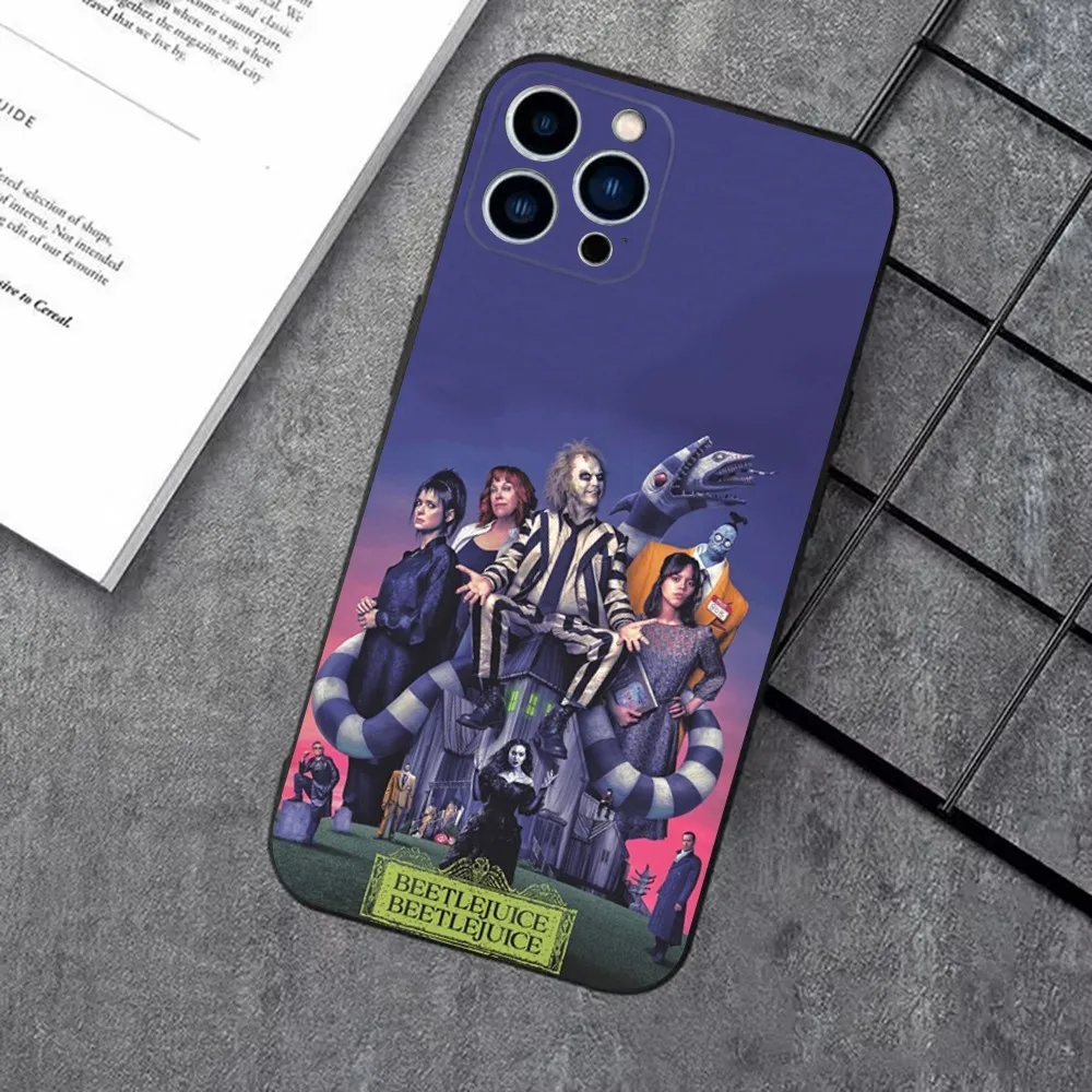 thumbnail image 1 of Funda de teléfono B-BeetlejuiceS-S 2 para iPhone 16, 15, 14, 13, 12, 11 Plus, Pro Max, XS, X, XR, SE, Mini, 8, 7, funda de silicona suave negra, 1 of 5