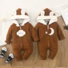 Autumn Spring Newborn Baby Romper Boys Girls Lovely Ears Hooded Long Sleeve Infant Bodysuit Warm Jumpsuit Toddler Girl Clothes 1