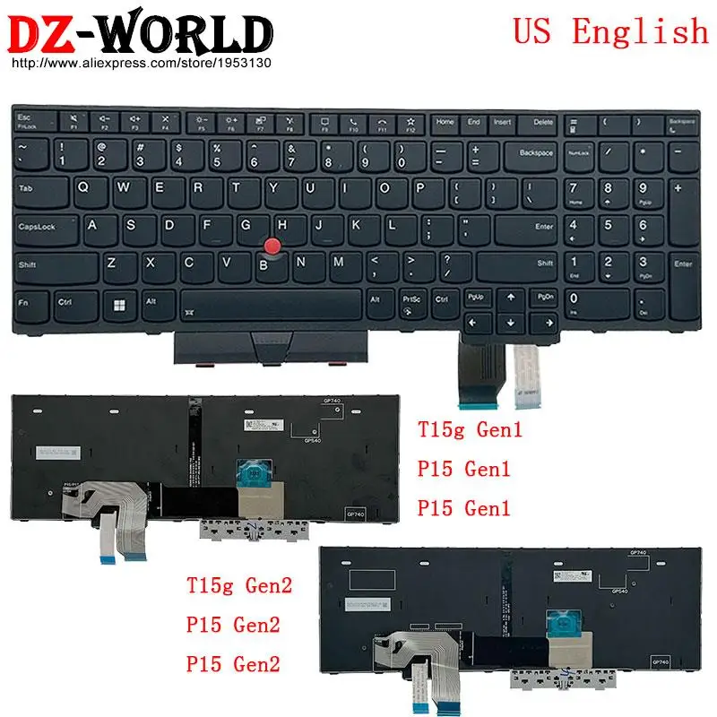 Eua Inglês Teclado Backlight para Lenovo Thinkpad T15g P15 P17 Gen1 Gen2 5n20z74859 5n20z74822 5n20z74785 5n21b44402 5n21b44328