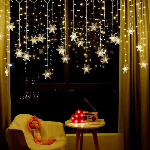 

Curtain LED Lights Merry Christmas Decorations for Home Snowflake Icicle Lights Natale Navidad Xmas Decoration New Year 2022