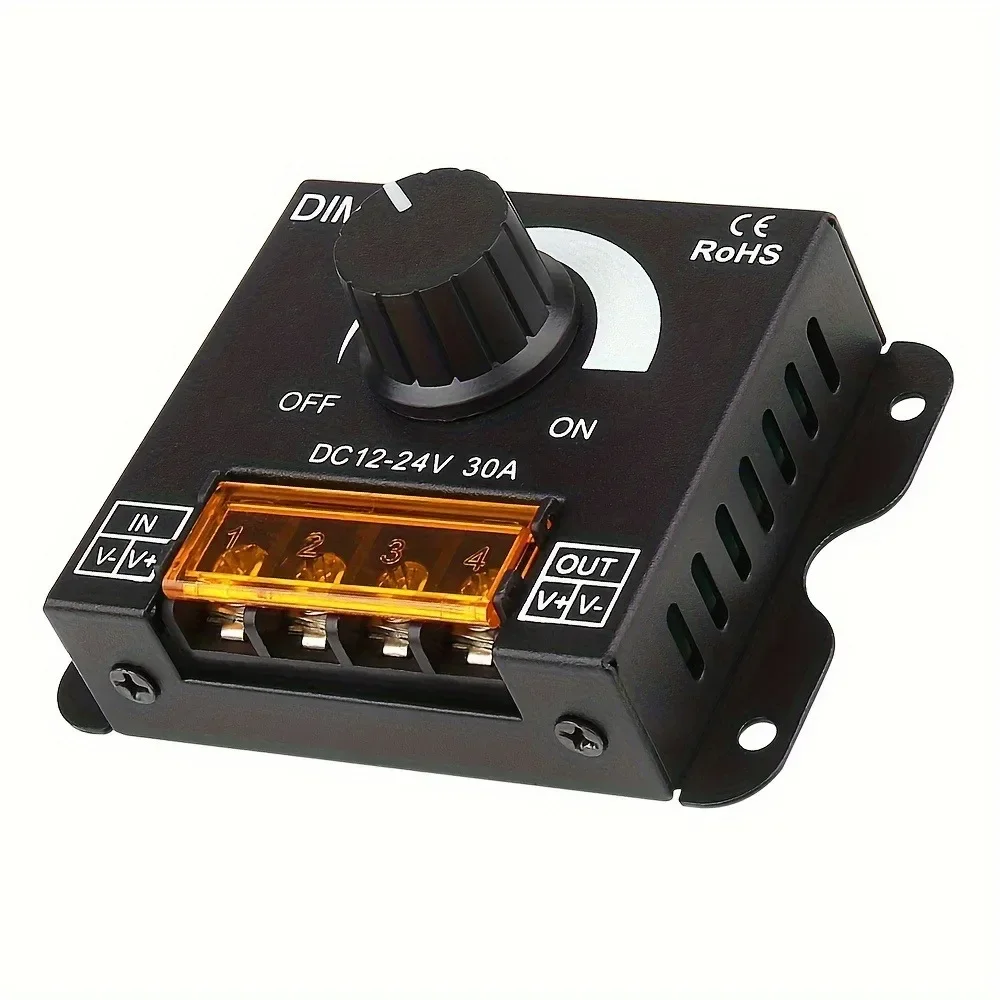 DC 12V-24V LED Dimmer Switch 30A LED Monochrome Controller PWM Digital Stepless Dimming for Lamp Strip Single Color Lamp