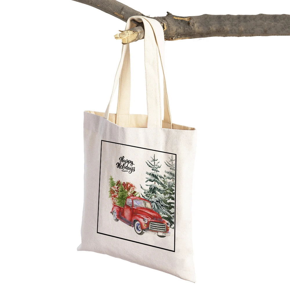 

Lady Xmas Handbag Merry Christmas Casual Women Shopping Bags Cartoon Santa Claus Snowman Shopper Bag Supermarket Shoulder Tote