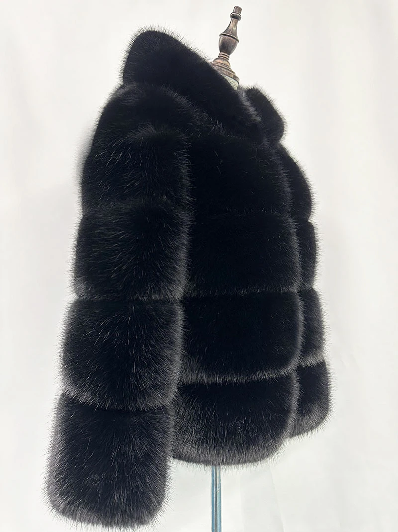 Zadorin-女性用の柔らかい黒いフェイクファーコート,女性用のコート,エレガントで厚い,暖かいジャケット,S-5XLトップス,秋冬,2024 Zadorin-女性用の厚くて暖かいフェイクファーコート,フード付き