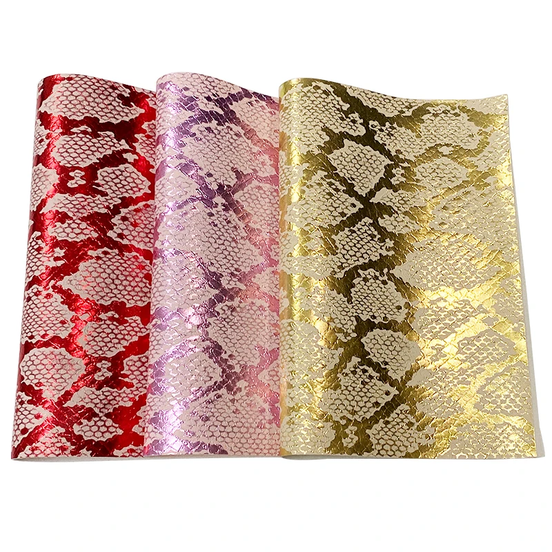 

Holographic Serpentine Faux Leather Sheets PU Leather Fabric Eco-friendly Make Earrings Bow DIY Crafts Hand Sewing 30*135cm