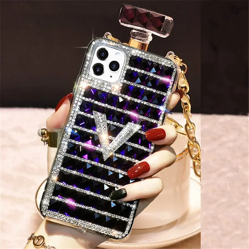 

Luxury Diamond Perfume Bottle Case TPU Rhinestone Bling Cover Coque For Samsung Galaxy S24 S20 Plus S21 S22 S23 Ultra Note 10 20