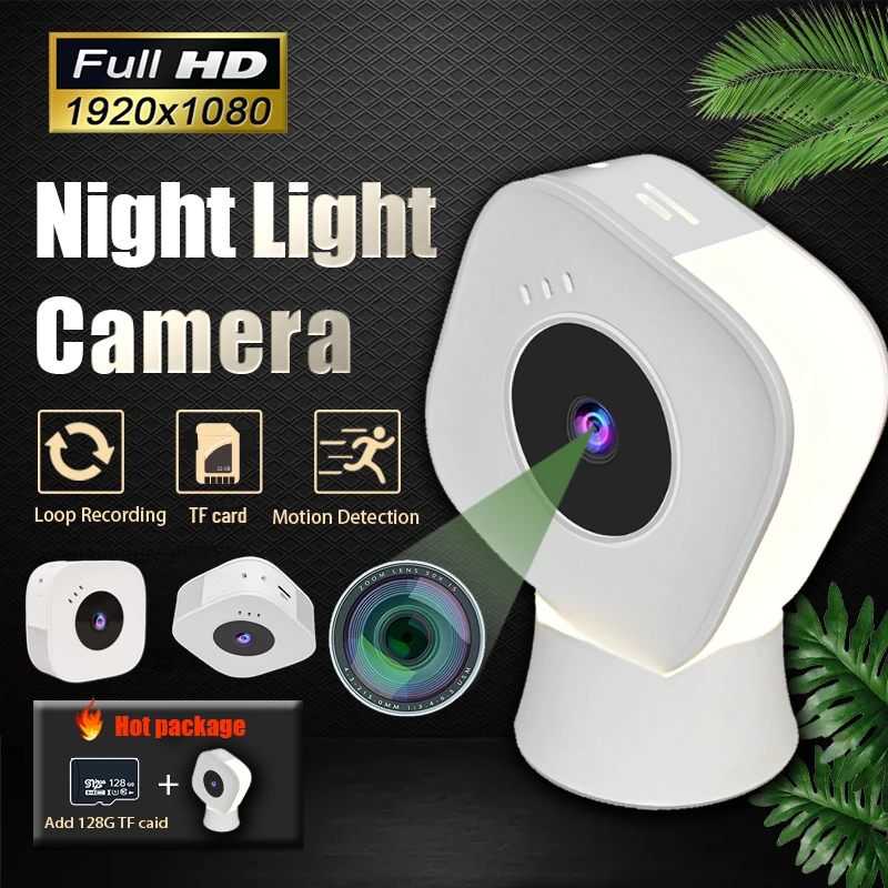 1080p Hd Mini Camera Led Night Light Camera Bedroom Light Camera Pir Emotional Sleep Light Cam