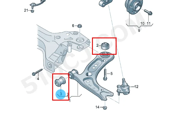 

OEM резиновая втулка переднего рычага управления для VW golf 7 mk7 passat B8 Arteon tiguan audi A3 Q2 5Q0407182 5Q0407183