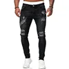 Fashion Street Style Ripped Skinny Jeans Men Vintage wash Solid Denim Trouser Mens Casual Slim fit pencil denim Pants hot sale 5