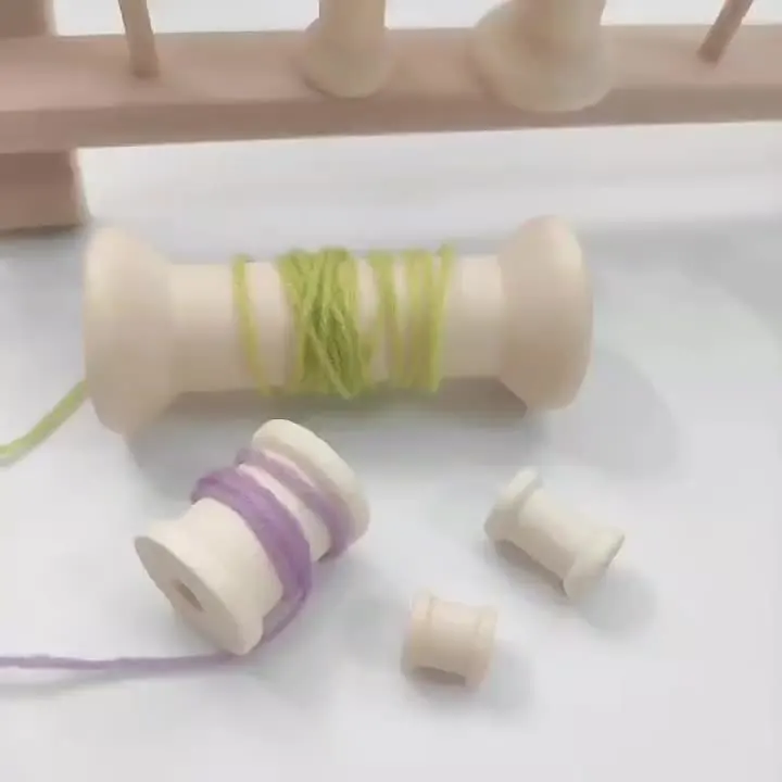 10-Pack Colorful Wood Empty Spools - 30mm Diameter Craft Bobbins For Thread & Wire