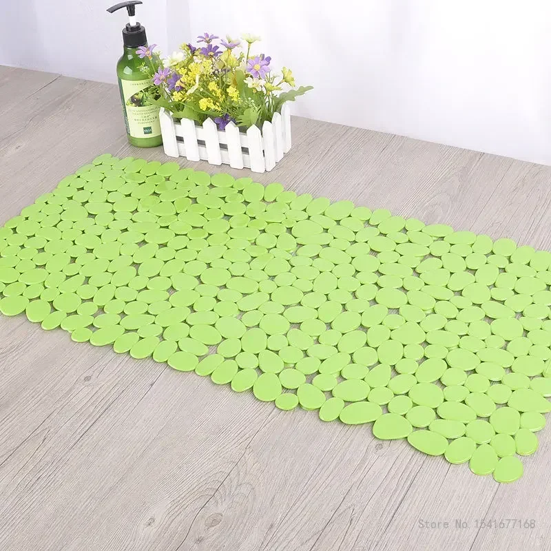 Cobblestone Pattern Anti-skid Rectangular Shower Mat, Eco-friendly PVC, Household Hotel Supplies, Bathroom Foot Pad, 88x40cm 1Pc