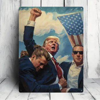 Fight, Fight, Fight Metal Wall Sign, Defiant Trump After Assasination Attempt
