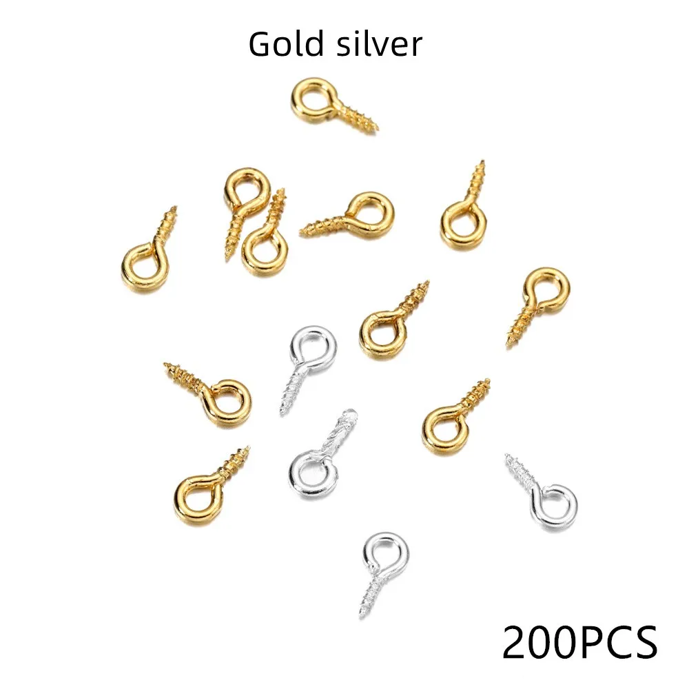 100-200pcs Small Tiny Mini Eye Pins Eyepins Hooks Eyelets Screw Threaded Gold Clasps Hooks Jewelry Findings For Making DIY 