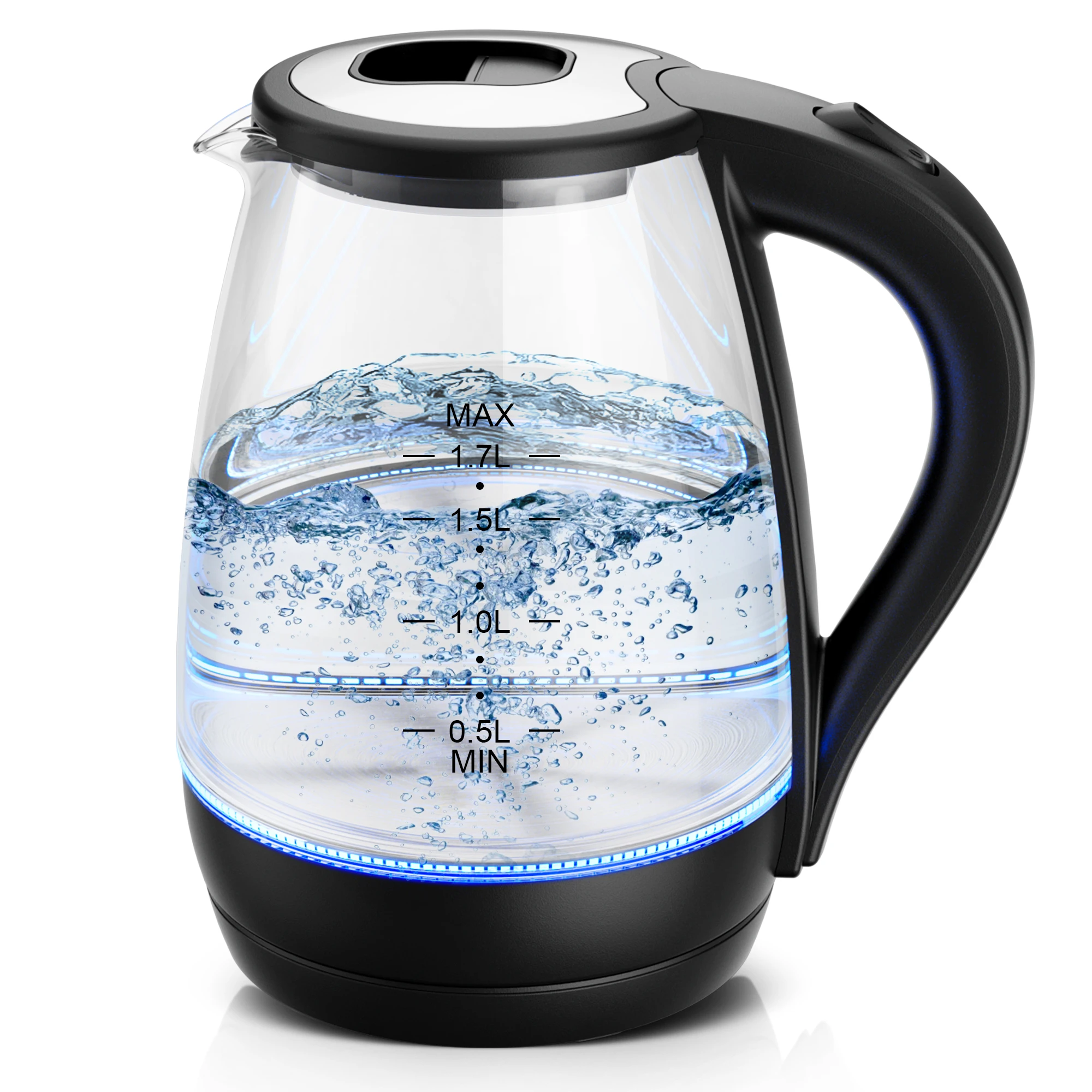 Electric Kettle with Water Dispenser - 1.7L Elegant Glass Tea Pot, 1200W Fast Boiling, LED Indicator, Auto-Shutoff 1