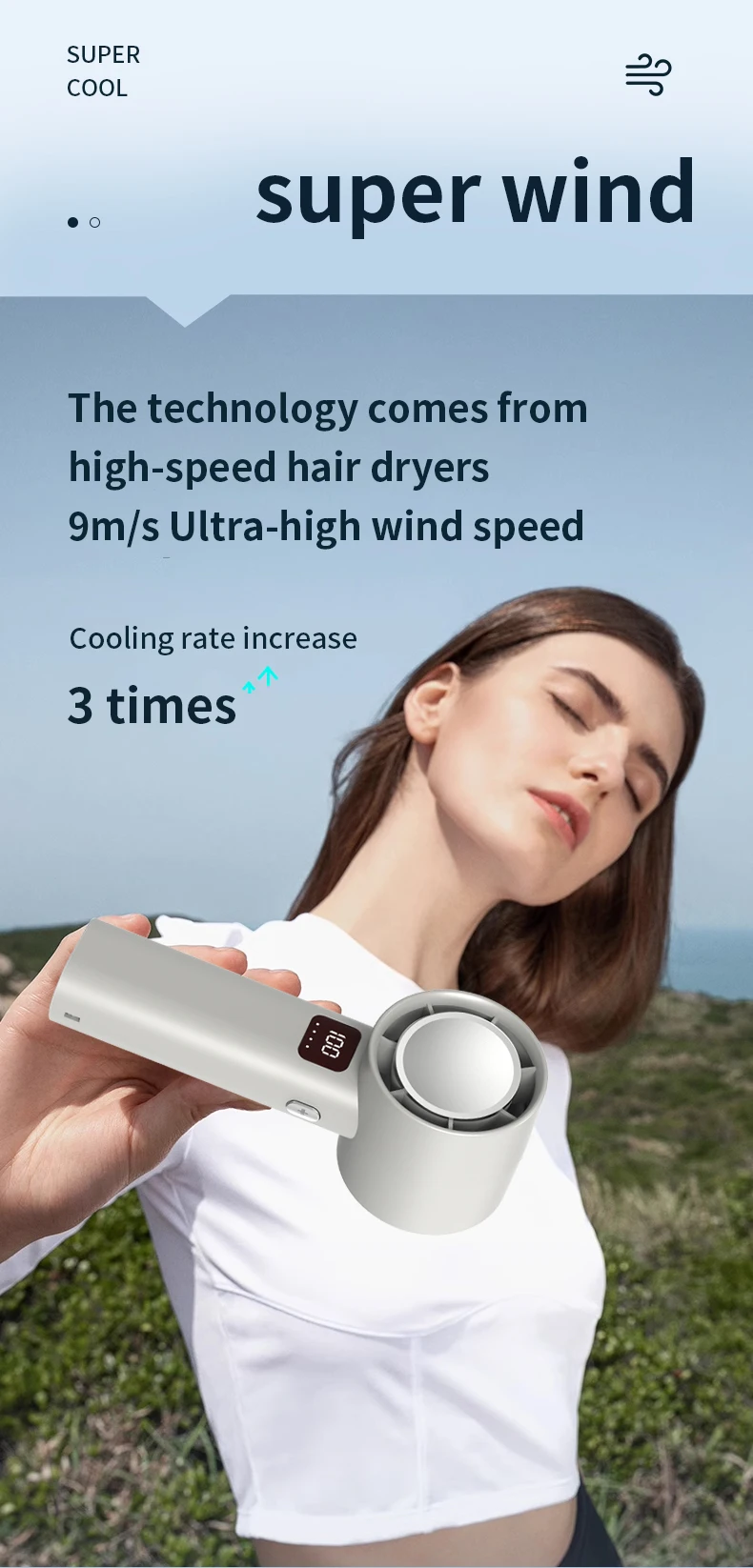 Mini Turbo Fan1set Mini Turbo Fan With USB Cable Numericalcontrol Display 9m/s High Wind Speed Power Tools Model