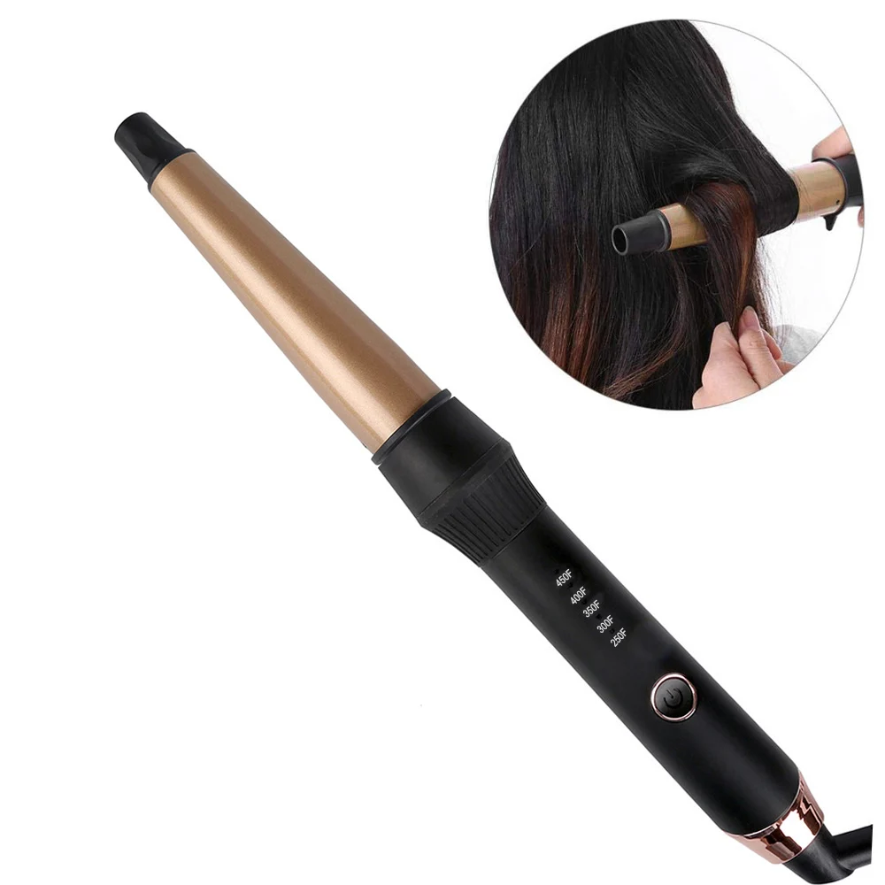

Curling Iron Curling Wand Tapered Curling Tongs 160°C-220°C Temperature Setting Tourmaline Ceramic Barrels Curling Iron
