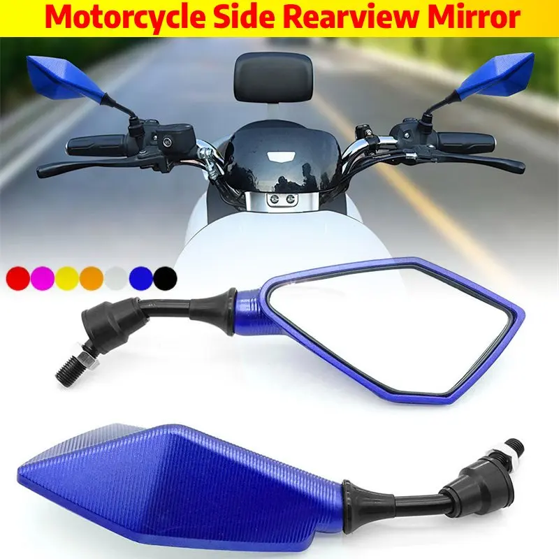 Enhanced Motorcycle Rearview Mirrors - Blue M10 ABS HD Side Mirror for Scooters, E-Bikes, ATVs, and Dirt Bikes
