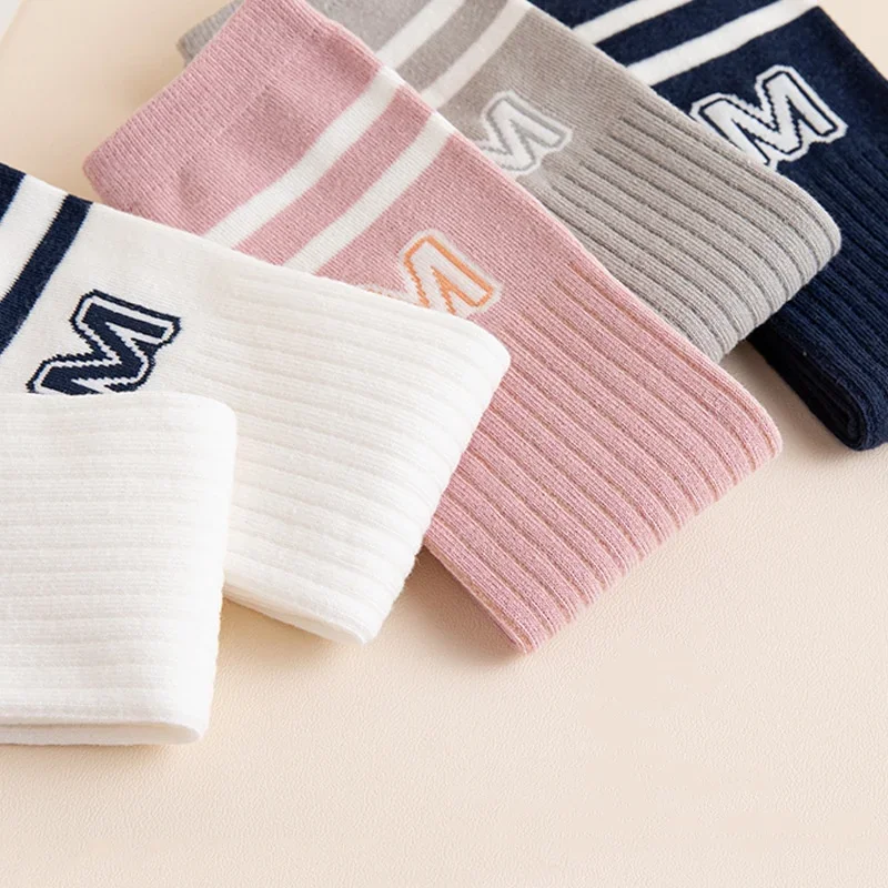 Children Socks Fashion Letter M Knee High Sock for Toddler Stocking Spring Autumn Cotton Soft