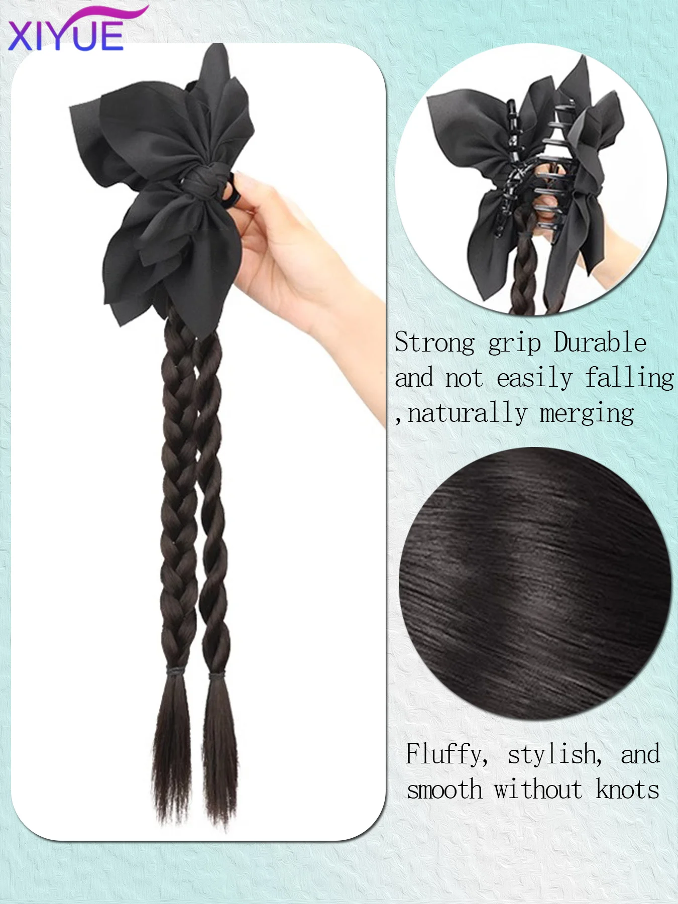 XIYUE ynthetic New Chinese Cashew Flower Claw Clip Braid Twisted Braid Summer New Boxing Ponytail Wig