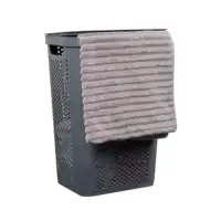 60L Slim Laundry Hamper, Lid, Ventilated, Plastic, 17.25"L x 13.75"W x 23.5"H, Gray 1