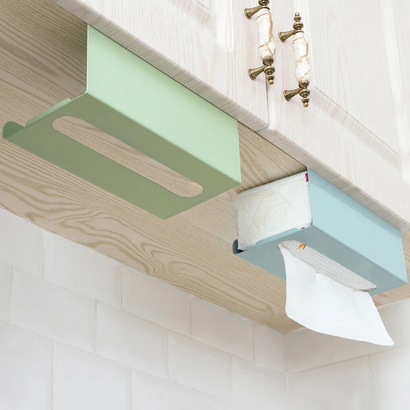 Tissue Box Under Cabinet Paper Towel Holder Multi-functional Iron Strong load-bearing Paper Towel Rack Desk Kitchen Accessories