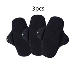 Set of 3 Black Pure Cotton Reusable Waterproof Menstrual Pads - 18X27CM (3pcs)