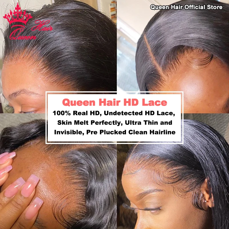 Queen Hair Real HD Glueless Wig Pre Plucked Invisible Melt Skin 4x4 5x5 6x6 7x7 Closure Glueless Human Hair Straight/Body Wave