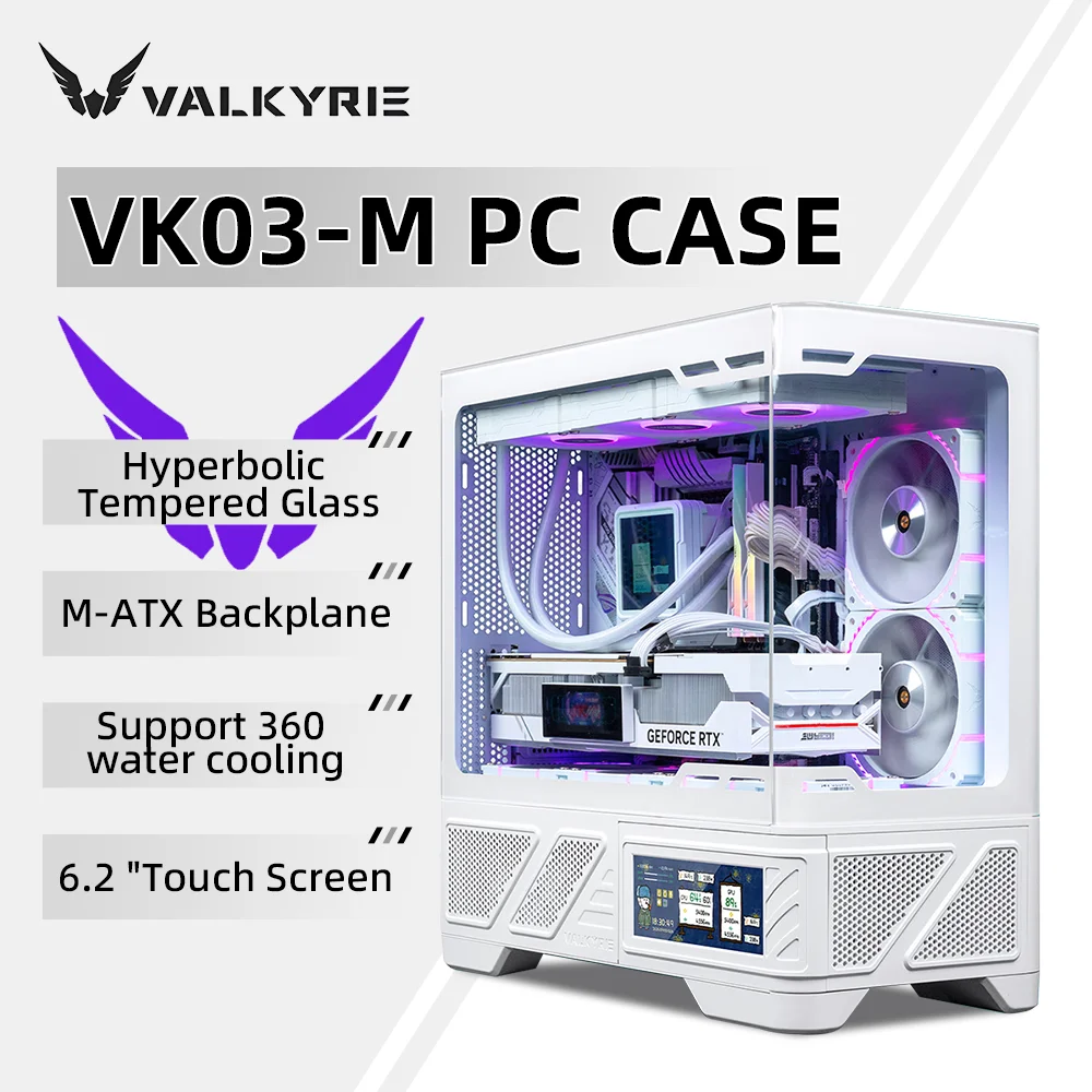 VALKYRIE VK03-M LCD M-ATX Gaming PC Desktop Case Supports