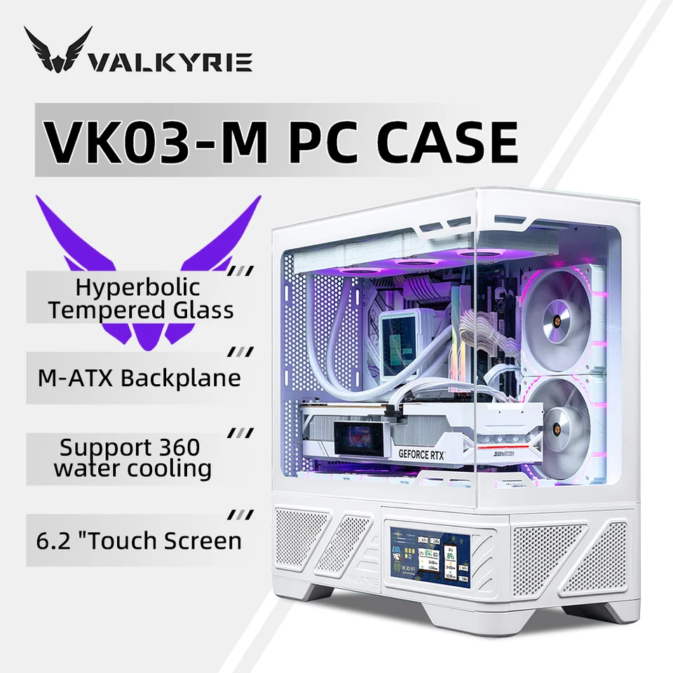 VALKYRIE VK03-M LCD M-ATX Gaming PC Desktop Case Supports 360