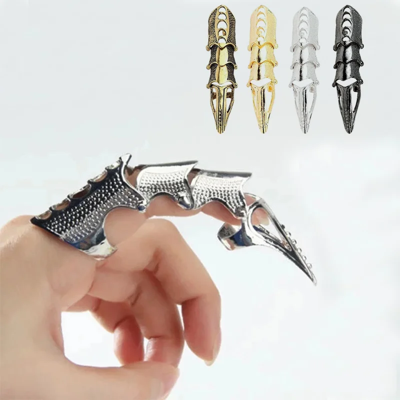 5pcs/lot Punk Ring Rock Scroll Joint Armor Knuckle Metal Full