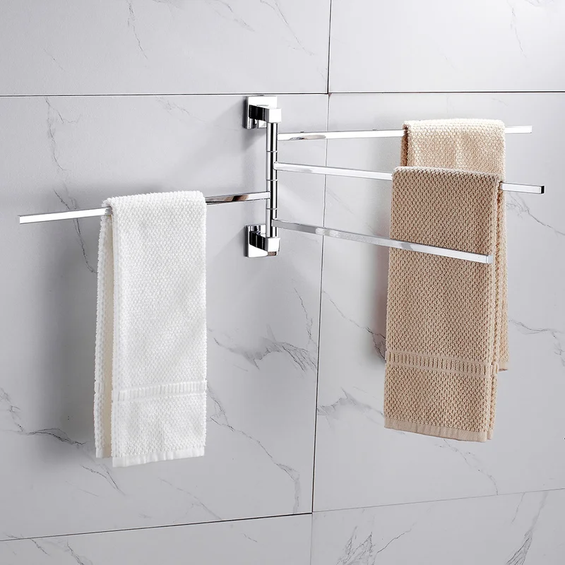 Swivel Towel Bars Hanger Stainless Steel Rotatable Bathrobe Towel Rack Holder Wall Mounted Bathroom 2/4