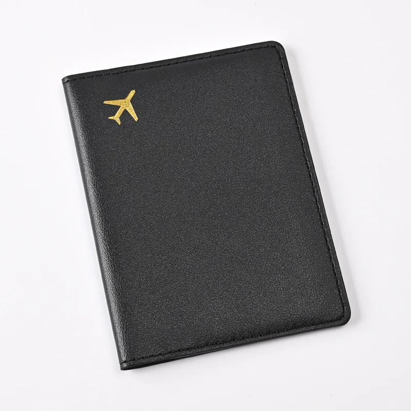 PU Leather Solid Color Passport Holder Women Men Passport Cover Flight Ticket Clip Multifunctional Passport Wallet Id Holder