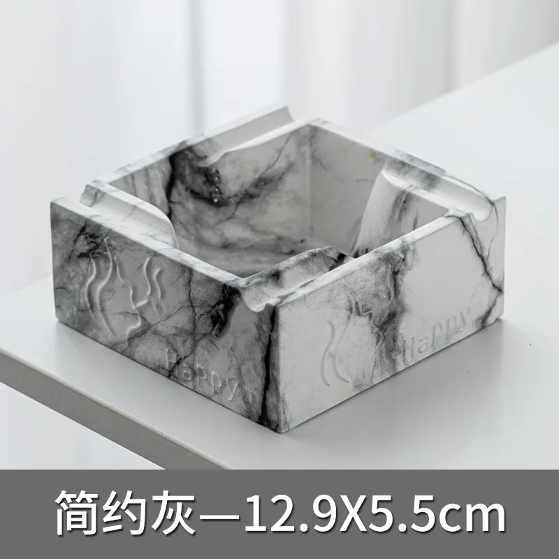 Silicone ashtray Creative Square Ashtray Resin Marble Cigar Thin Smoke Storage Box Anti-fly Ash Living Room Decoration Home Decoration Ornaments