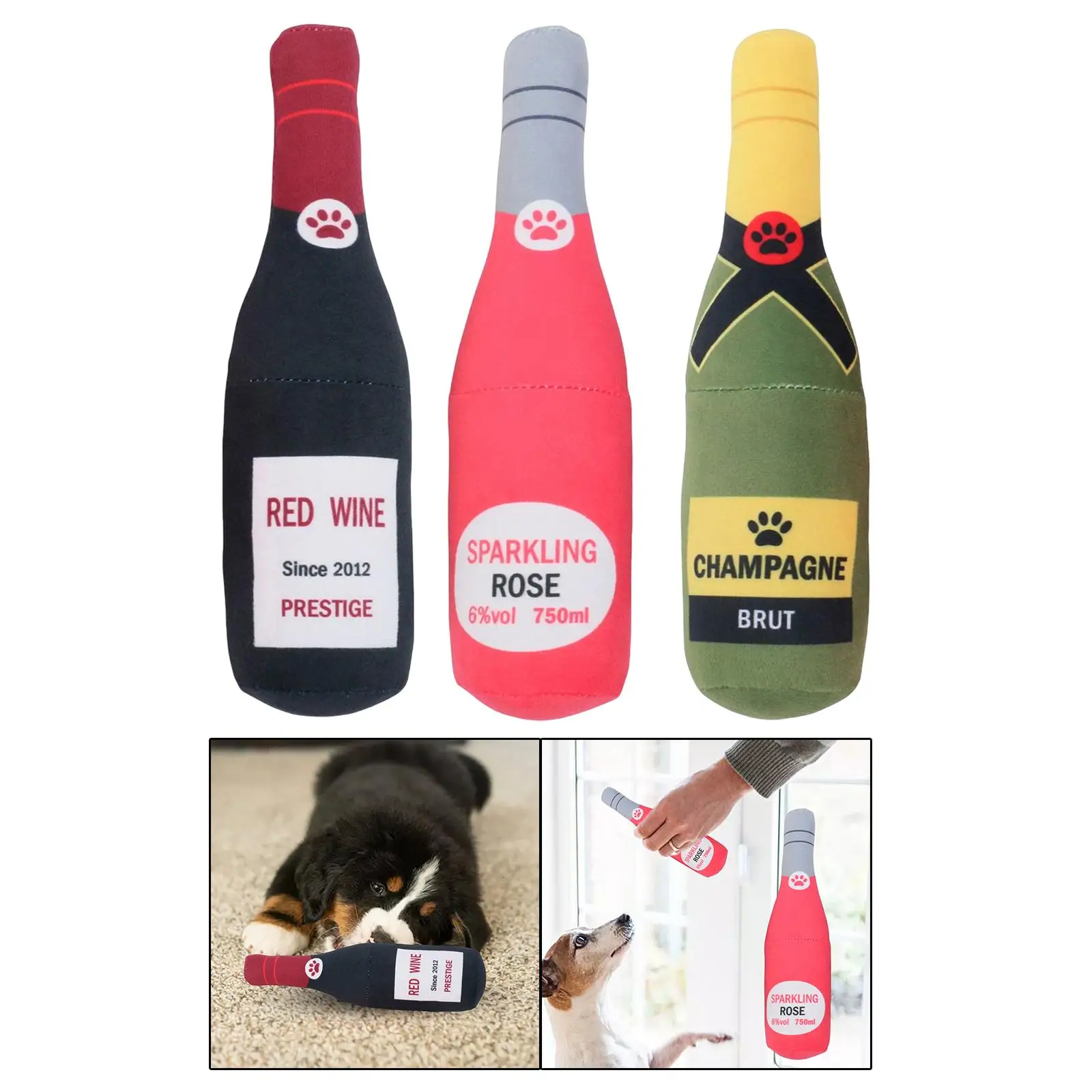 

Large Plush Dog Toy Bottle Bite-Resistant Teasing Toy for Birthday