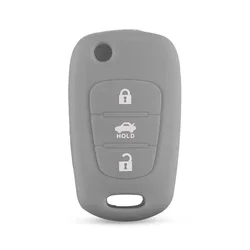 Premium Silicone 3 - Button Flip Remote Key Fob Case Cover (Grey)