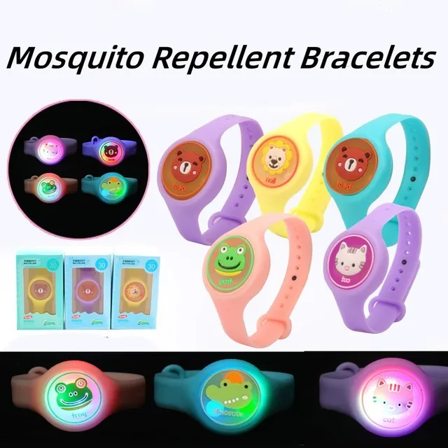 1Pc Szúnyogtaszító Karkötők Véletlenszerű Színes Sávval Illóolaj Szúnyog Gyerekeknek És Felnőtteknek Led Világító Órák