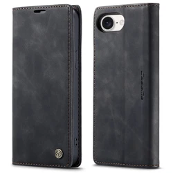 Premium Flip Wallet Leather Case with Magnetic Closure, Card Holder, Kickstand, and Shockproof Protection - iPhone 16e (Black)