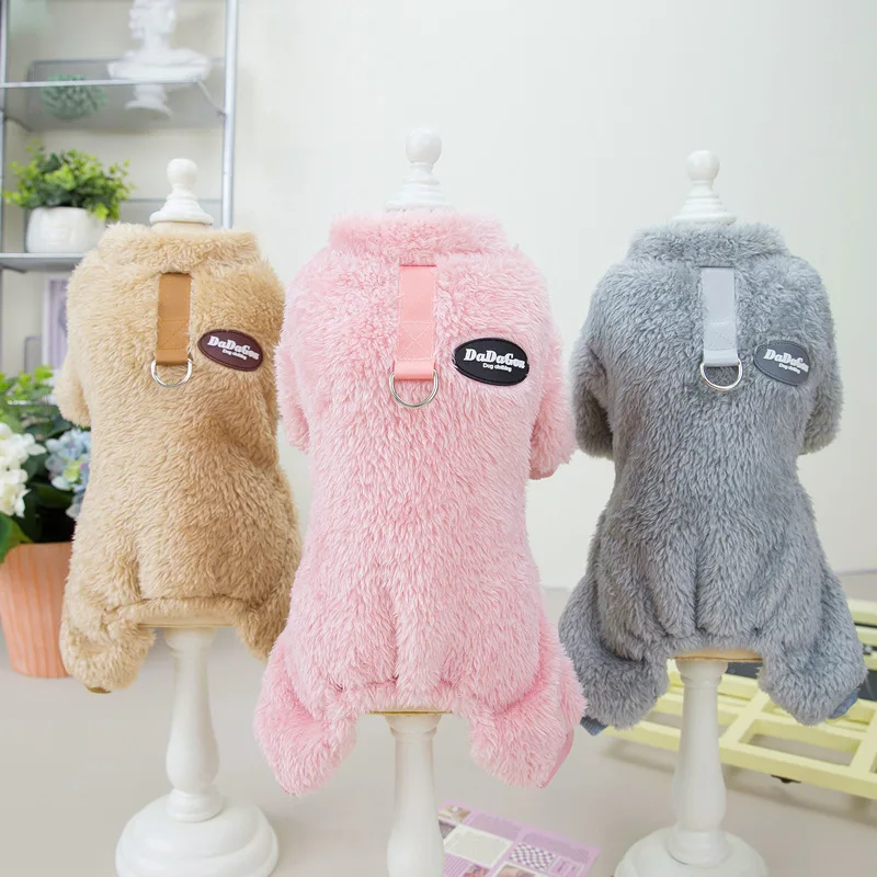 

Multi Colors Four Legs Warm Jumpsuits For Dog Clothes Autumn And Winter Pet Clothes Newest 2022 Dog Overalls With Pull Ring