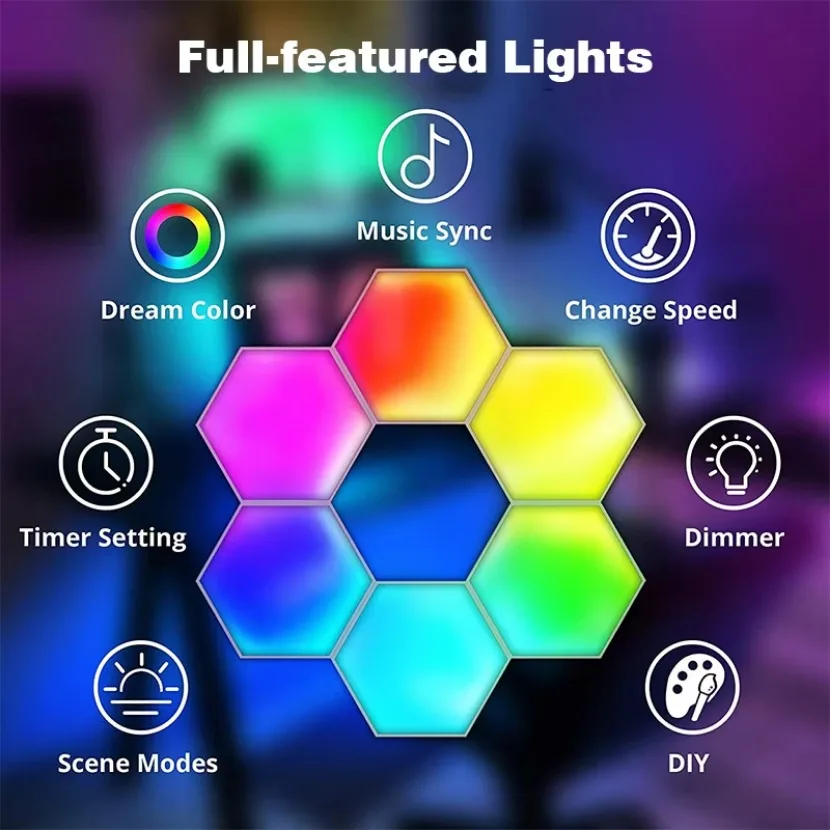 Tuya Quantum Lamp WIFI Smart App RGB Remote Control Led Esports Atmosphere Light Background Wall Bedroom DIY Decor Wall Lamp
