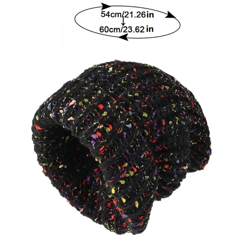 Trendy Mixed Color Slouchy Beanie Classic Coldproof Warm Skull Cap Thick Knit Hats Beanies For Women Autumn & Winter 5