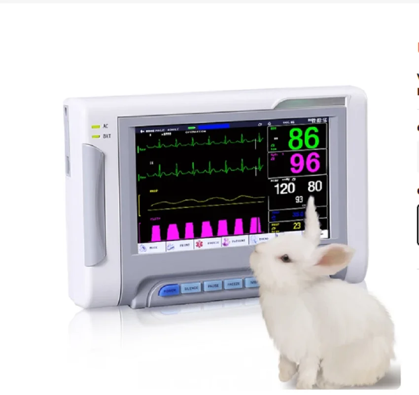 New Vital Signs Monitor 7 inch screen portable 6-Parameters Patient Monitor ECG/RESP/SPO2/NIBP/PR/TEMP