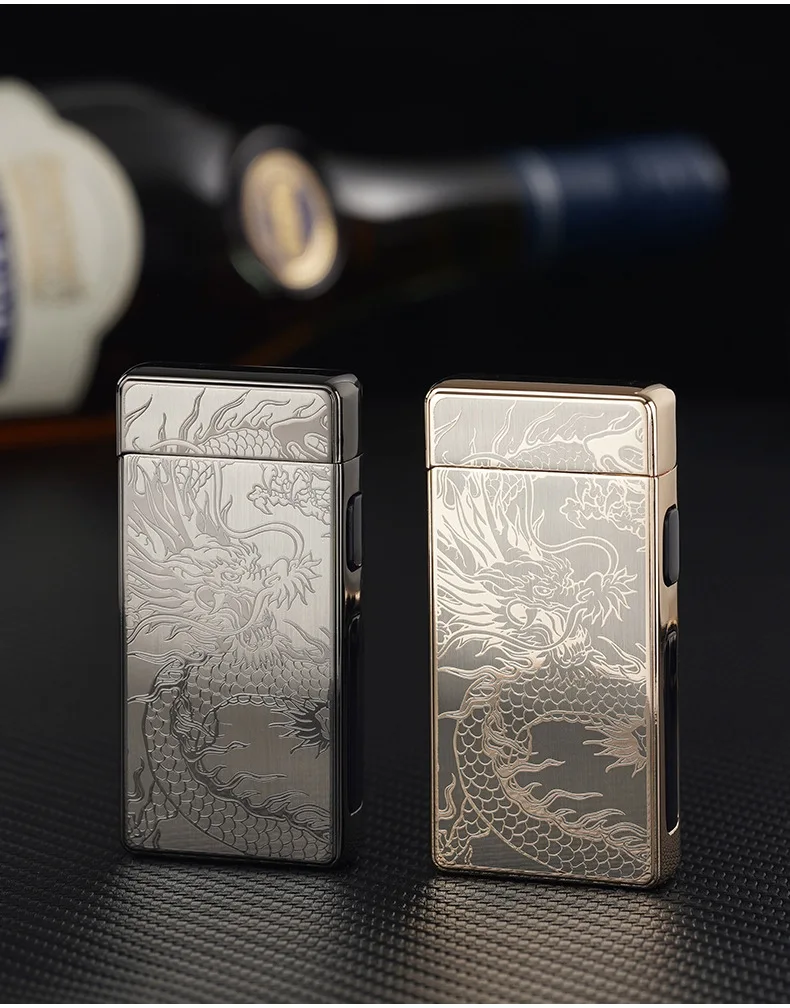 2025 Metal Type-c Charging Double Fire Arc Pulse Electronic Lighter Power Display High Value Gift Cigarette Accessories
