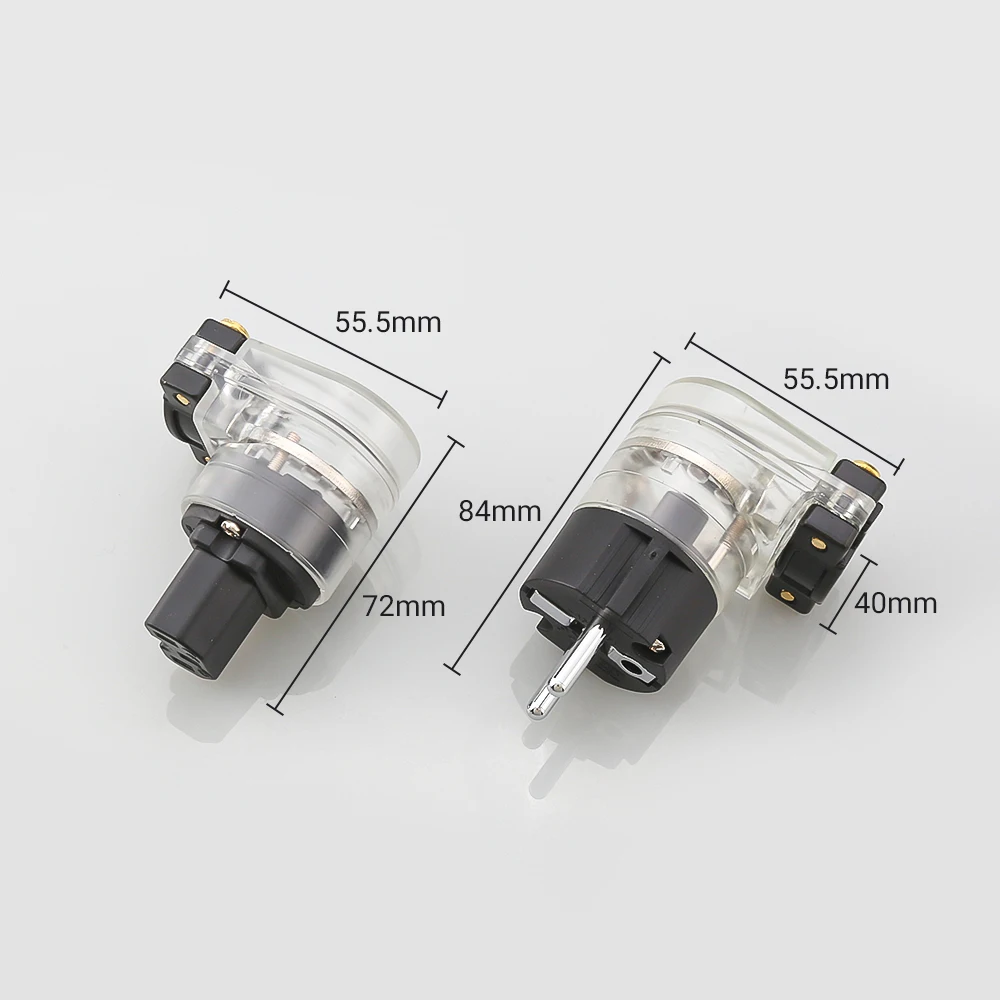 HiFi IEC C13 암 소켓 로듐 도금 전원 커넥터 Schuko 플러그 DIY 전원 케이블 어댑터용 L자형 직각 EU 플러그
