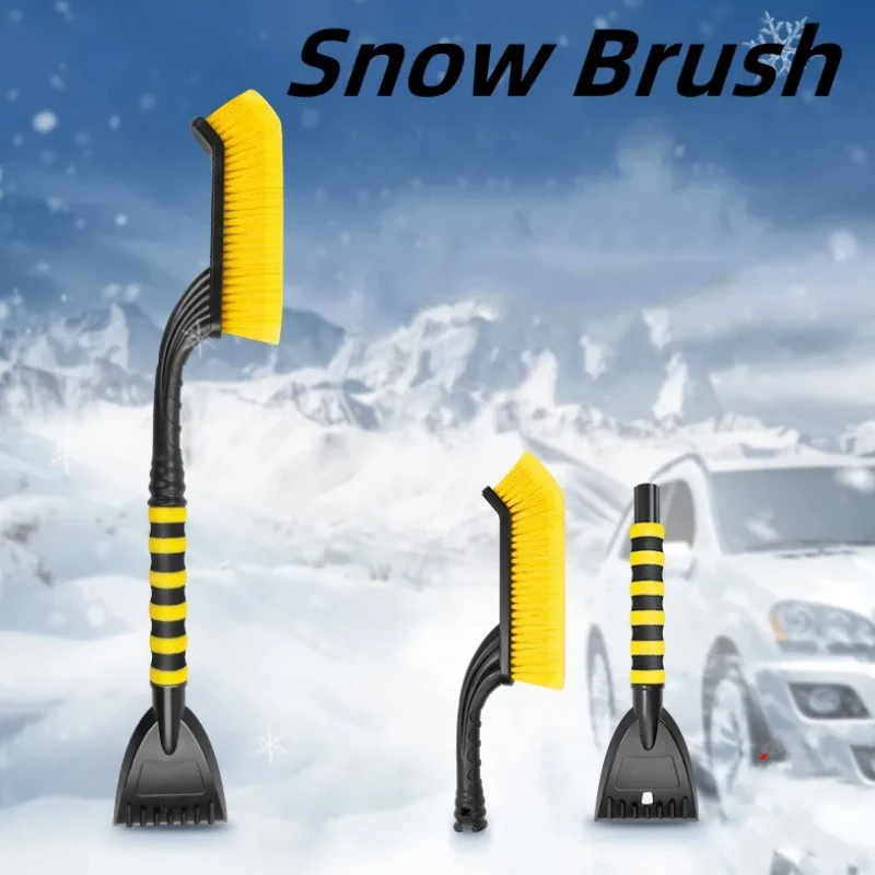 Car Snow Brush Ice Removal Vehicle Windshield Window Snow Cleaning Brush with Ice Scraper for Cars Winter Auto Cleaning Tools Window Cleaning Tool