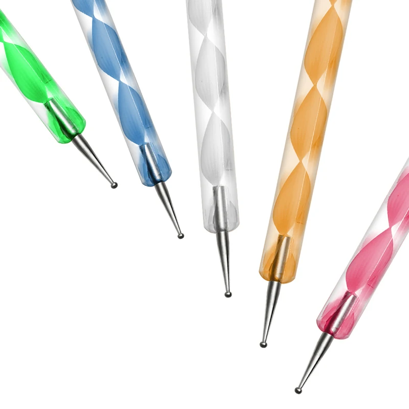 5Pcs Nail Acrylic Dotting Pen Nail Art Diamond Dotting Pen Nail Rhinestones Pick Up Tools Painting Spiraling Stripe Pen Kits 6