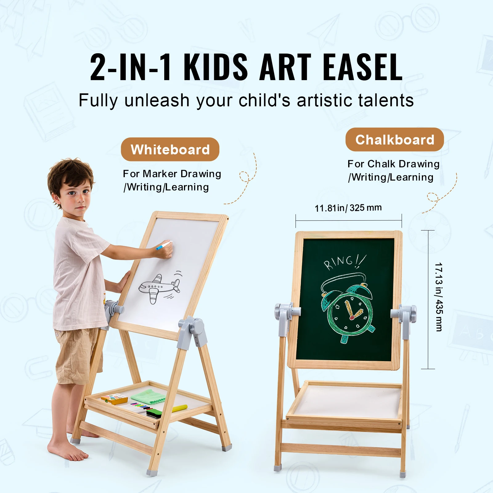 SucceBuy Standing Magnetic Drawing Board WordPad Art Easel with Painting Accessories Children Educational Toys for Kids Boy Girl