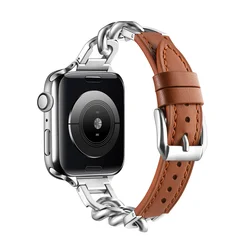 Premium Leather Band with Stainless Steel Clasp - 38 40 41(S10)42mm (Brown)