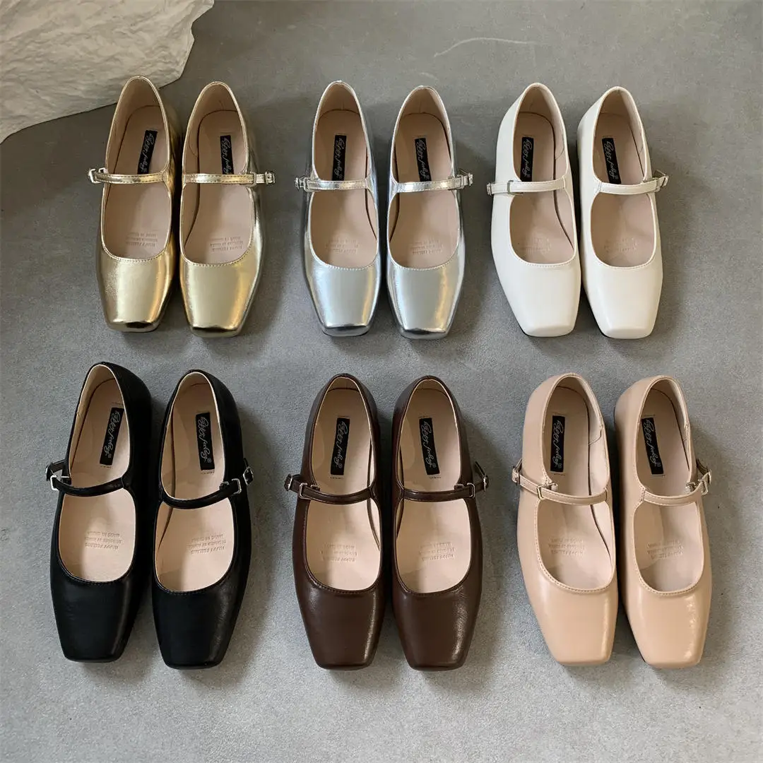 2024 Spring New Women Mary Jane Shoes Fashion Square Toe