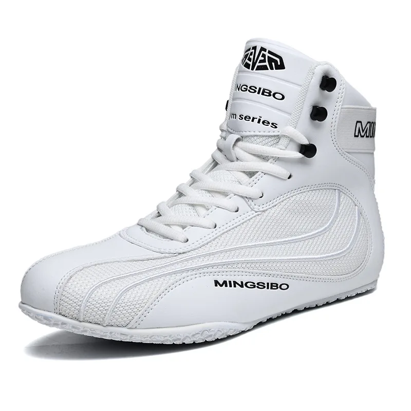 MINGSIBO Mid Cut Pro Small Large Size Wrestling Boots Sport Sneakers for Boxing and Training Outdoors